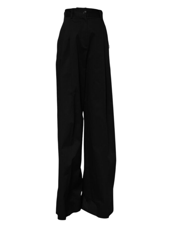 Dolce & Gabbana Black Cotton HighWaist Wide Leg Pants