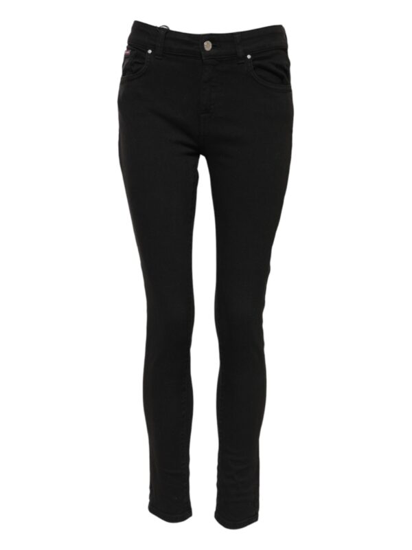 Dolce & Gabbana Black Cotton Logo Skinny Mid Waist Denim Jeans