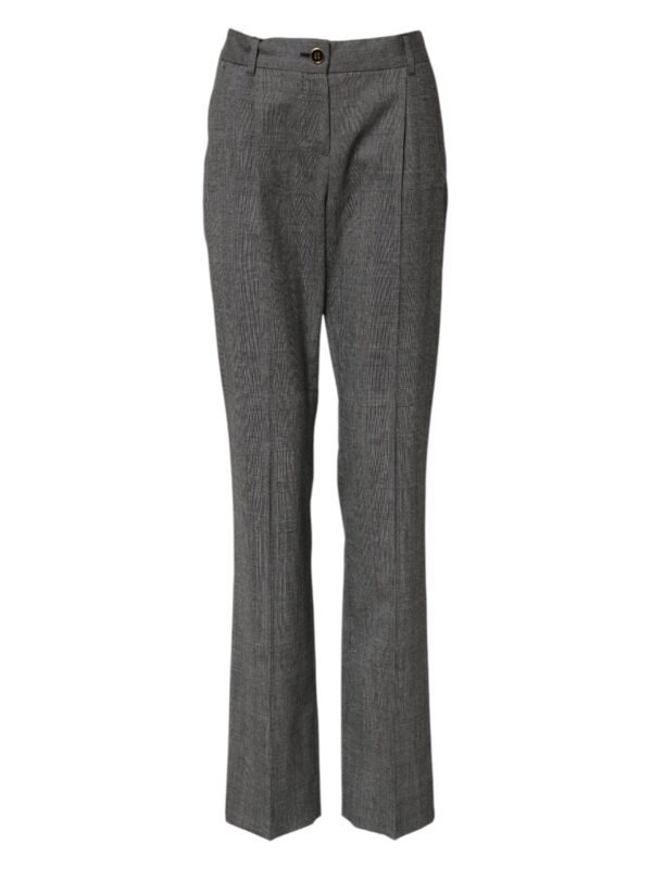Dolce & Gabbana Gray Checkered High Waist Flared Pants