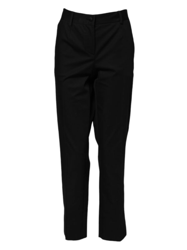 Dolce & Gabbana Black Cotton High Waist Formal Pants