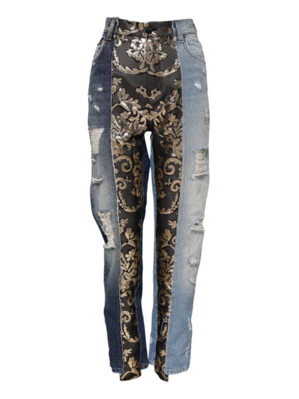 Dolce & Gabbana Multicolor Patchwork Tapered Denim Jeans