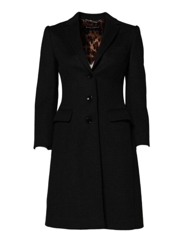 Dolce & Gabbana Black Wool Long Sleeves Trench Coat Jacket