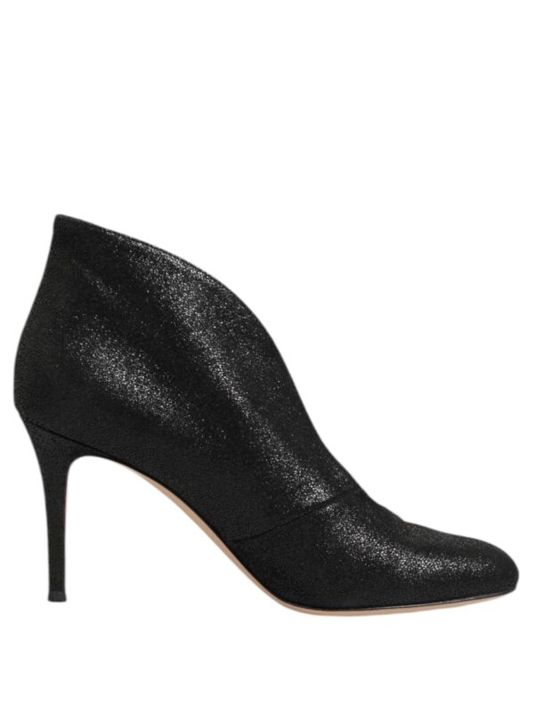 Gianvito Rossi Metallic Black Pump Stiletto Heels Shoes