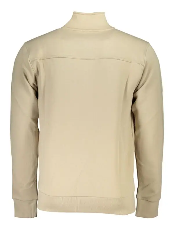 Lux brand beige fleece sweatshirt on white background, front view, casual winter wear, stylish and comfortable men's pullover, high-quality fleece material, warmth and fashion combined, versatile streetwear piece, luxury loungewear for men.