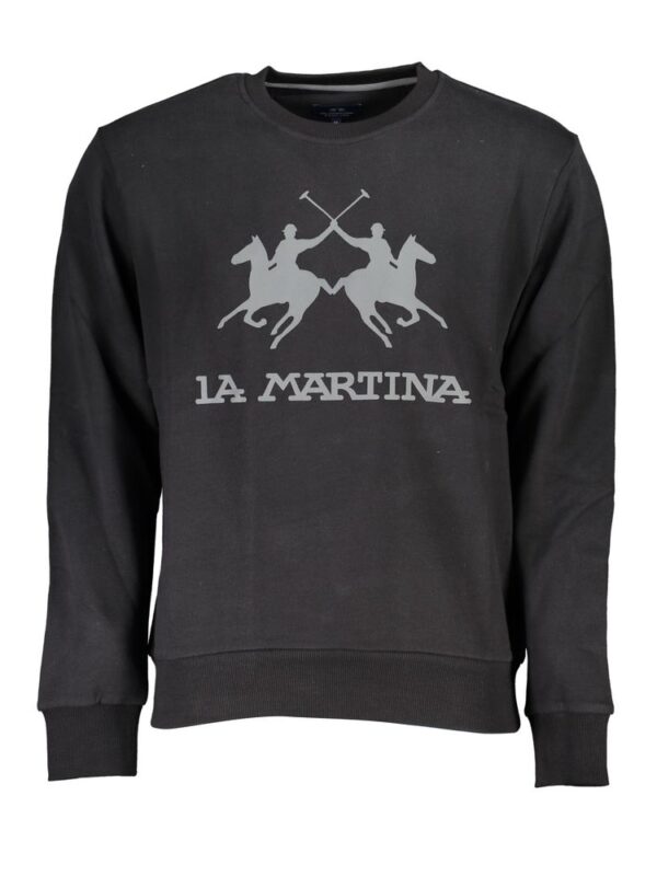 La Martina Black Cotton Sweater