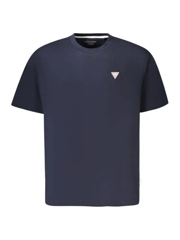 Navy blue Guess logo embroidered t-shirt for men, casual and stylish, perfect for everyday wear.