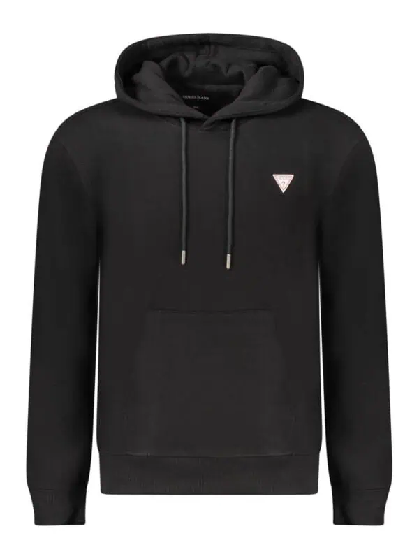 Guess Originals Black Hoodie with Logo - Comfortable unisex pullover hoodie featuring Guess logo, adjustable drawstring hood, and kangaroo pocket for casual stylish wear. Perfect for cooler days.