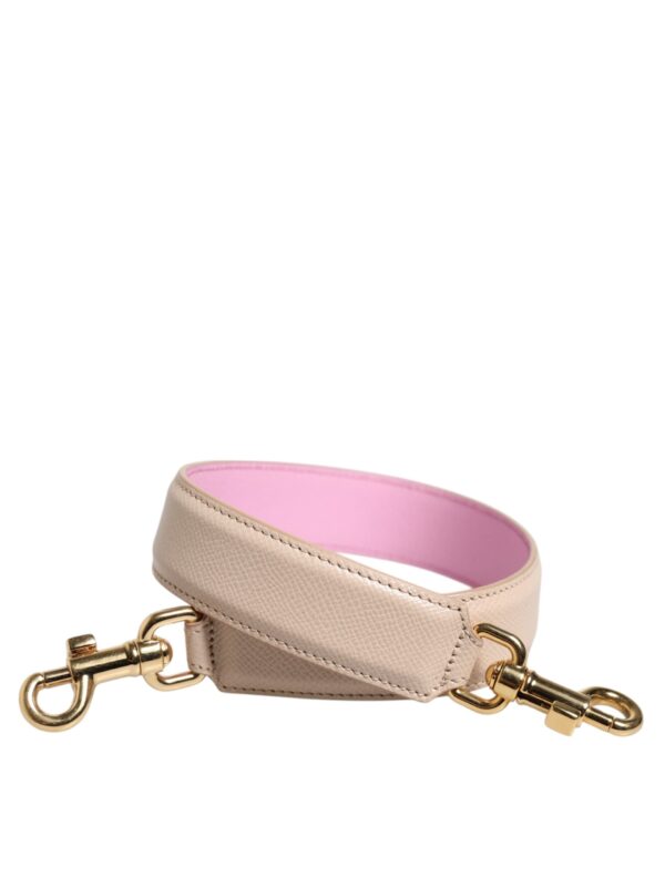 Dolce & Gabbana Beige Pink Leather Handbag Accessory Shoulder Strap