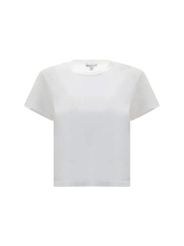 White basic crew neck t-shirt for men and women, versatile casual wear by Lux Brands. Perfect for everyday comfortable style and layering options. Made from high-quality, breathable fabric.