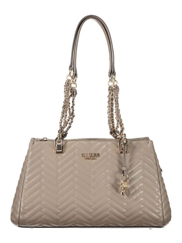 Elegant beige quilted leather handbag with gold-tone hardware and chain strap, perfect for sophisticated style.