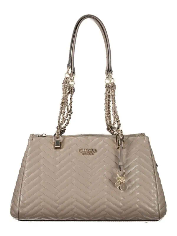 Elegant beige quilted leather handbag with gold-tone hardware and chain strap, perfect for sophisticated style.