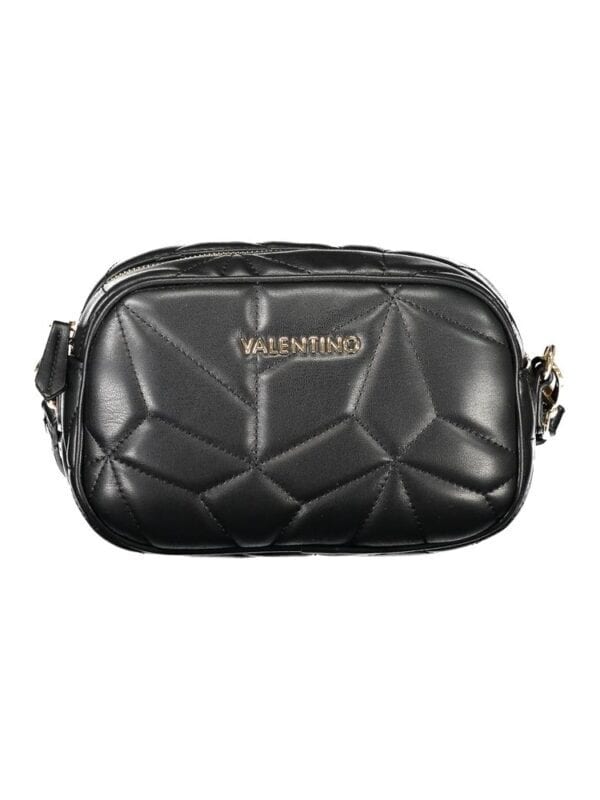 Luxury Valentino quilted black leather crossbody bag with gold-tone logo hardware.