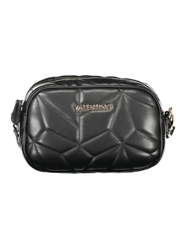 Luxury Valentino quilted black leather crossbody bag with gold-tone logo hardware.