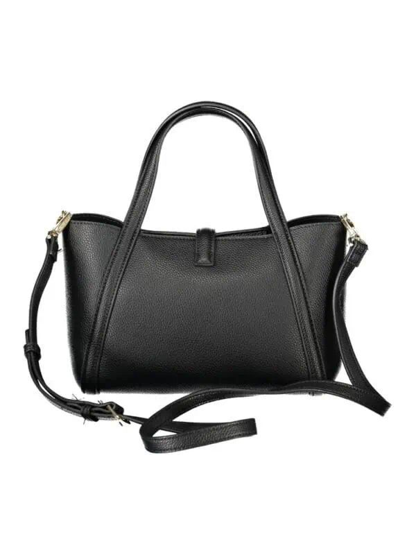 Black luxury leather handbag with dual handles and adjustable shoulder strap for versatile styling. Perfect for elegant occasions or daily use, featuring premium craftsmanship and spacious interior.