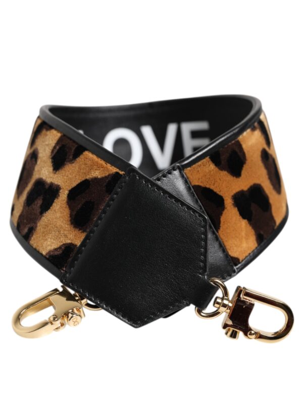 Dolce & Gabbana Black Leopard Print Reversible Bag Shoulder Strap