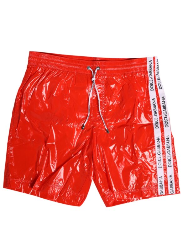 Dolce & Gabbana Red Nylon Drawstring Beachwear Shorts Swimwear
