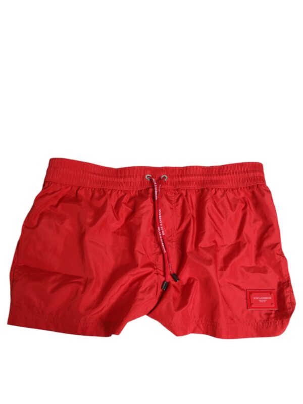 Dolce & Gabbana Red Drawstring Beachwear Men Shorts Swimwear