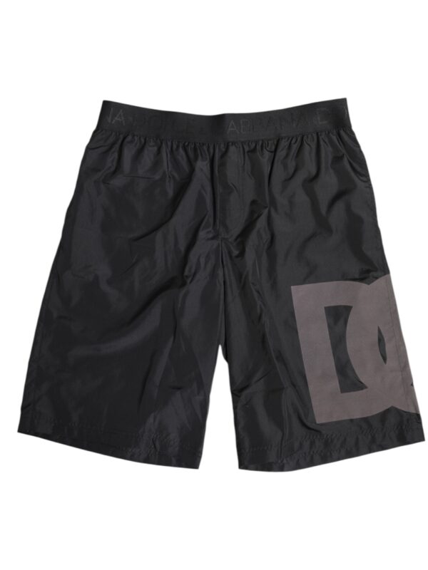 Dolce & Gabbana Black Logo Print Beachwear Men Shorts Swimwear