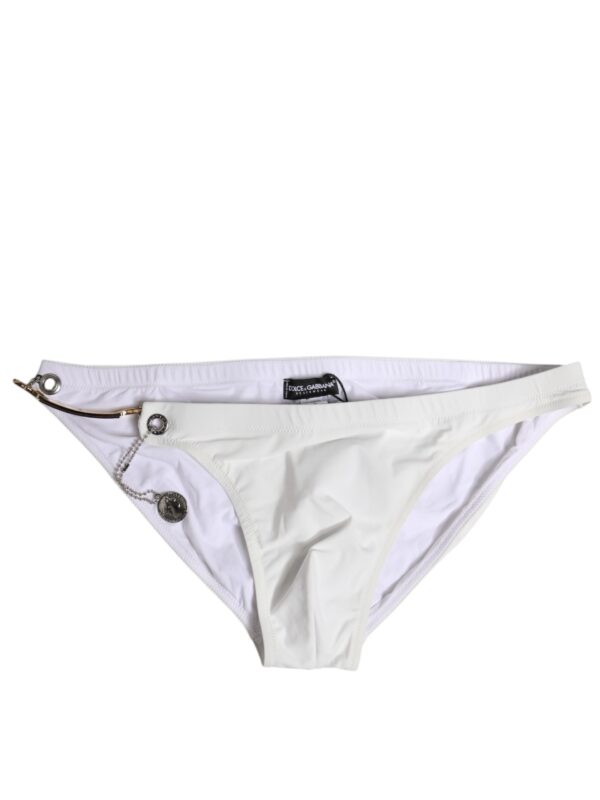 Dolce & Gabbana White Logo Metal Embellishment Brief Swimwear