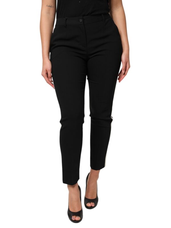 Dolce & Gabbana Black Wool High Waist Tapered Pants