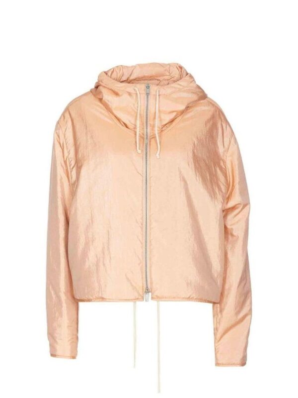 Jil Sander Blend Silk Zip-Up Hooded Jacket