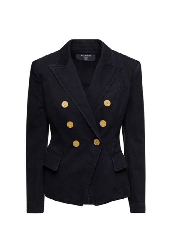 Balmain Double-Breasted Denim Blazer