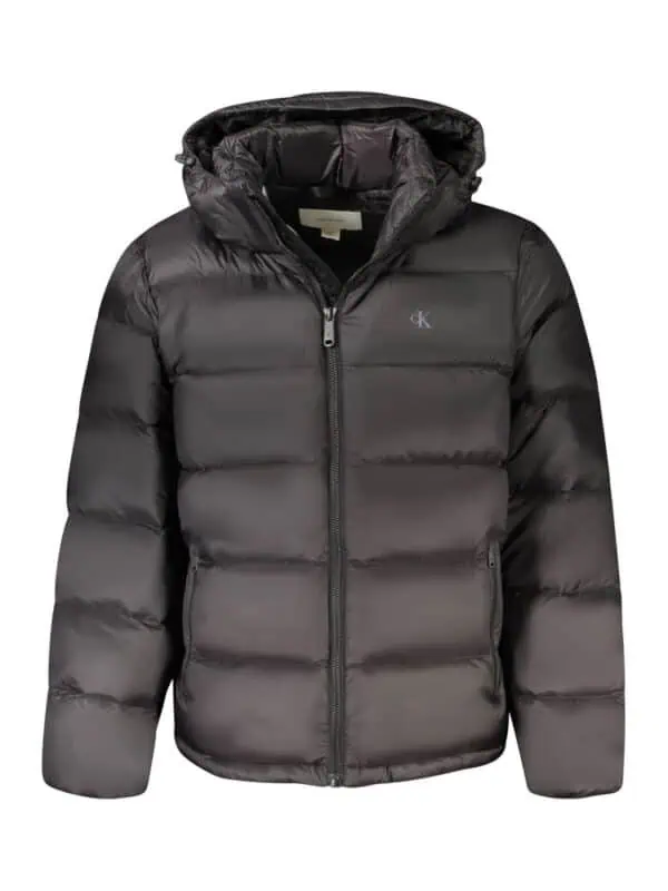 Lux Brands men's black puffer down jacket with hood and zipper closure, ideal for winter warmth and stylish casual wear.