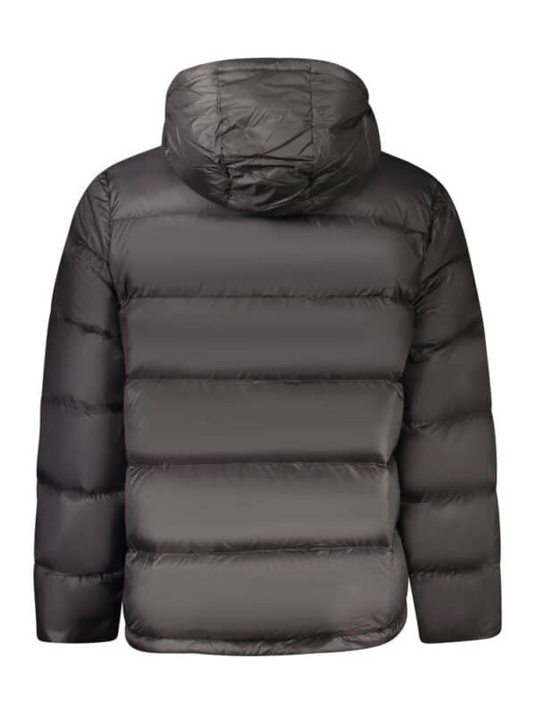 Puffer winter jacket with hood in black, lightweight and insulated for cold weather, stylish and practical outerwear.