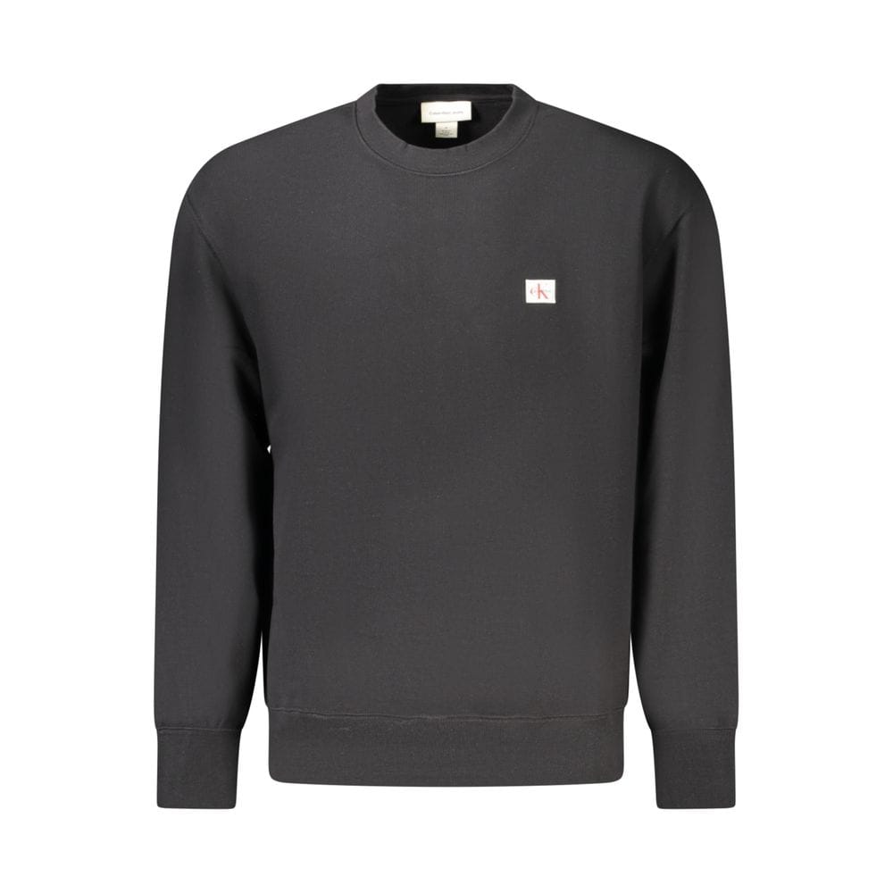 High-quality Calvin Klein men's black sweatshirt with a small logo patch, perfect for stylish casual wear. Crafted from comfortable, durable fabric for everyday use.