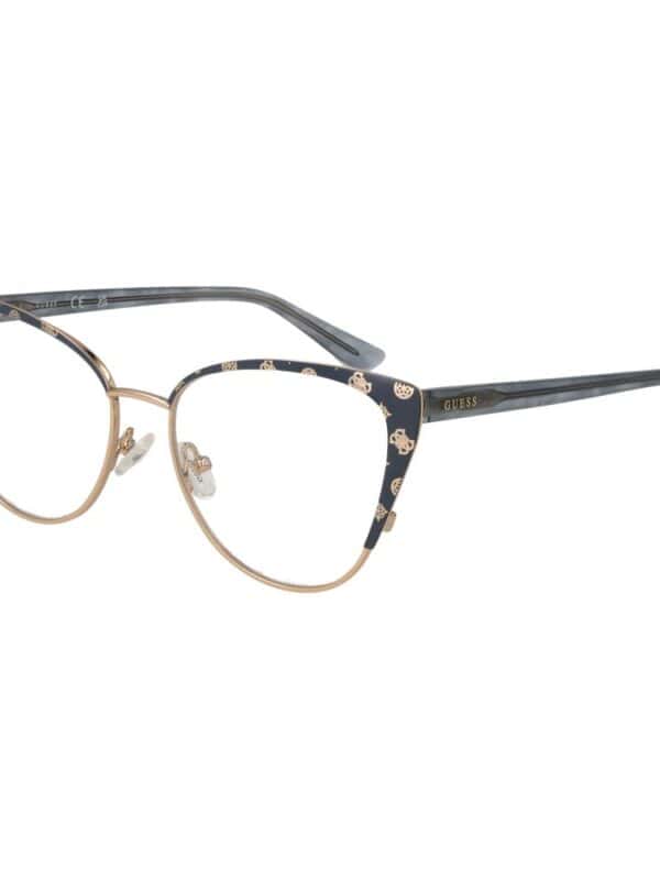 Gucci women's designer eyeglasses with gold and black frames, featuring iconic logo detailing and adjustable nose pads. Perfect for stylish, luxury eyewear.