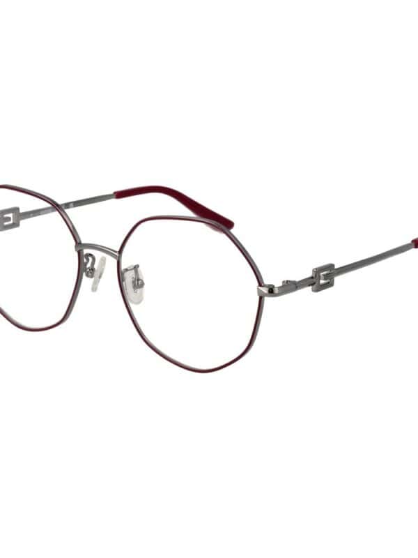 Elegant round metal glasses with red accents, lightweight and stylish for sophisticated eyewear fashion.