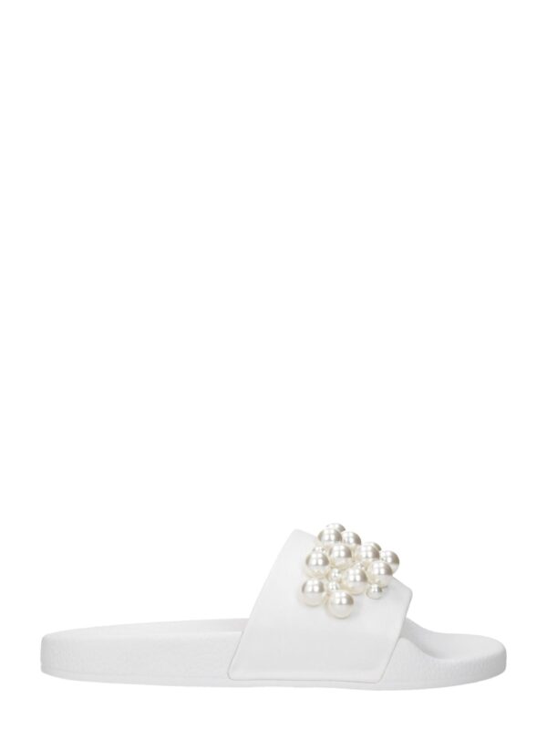 Stuart Weitzman White Leather Slippers Sandals