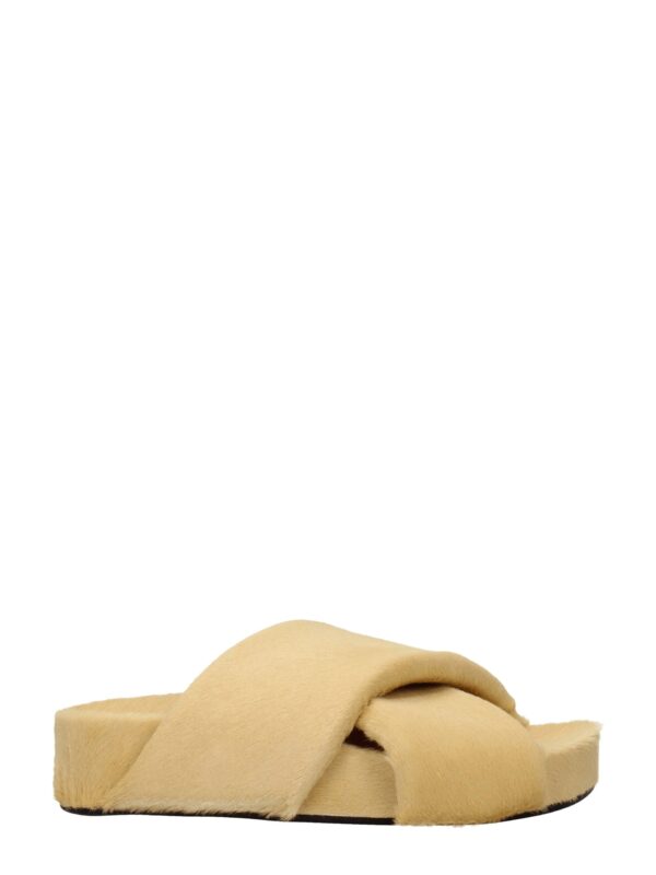 Jil Sander Beige Horsehair Slippers Sandals