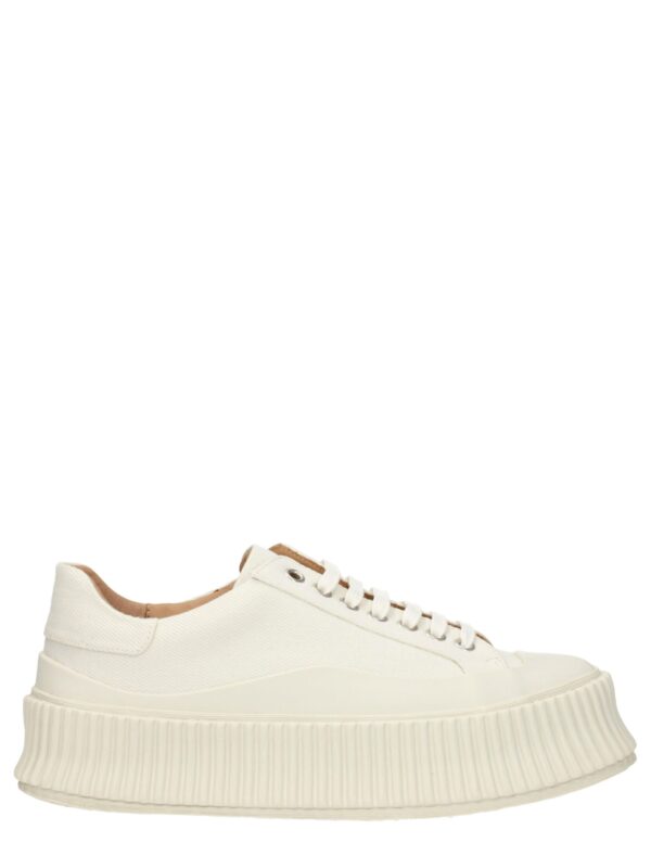 Jil Sander White Fabric Platform Sneakers