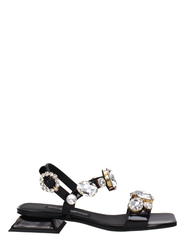Dolce & Gabbana Black Leather Flat Sandals