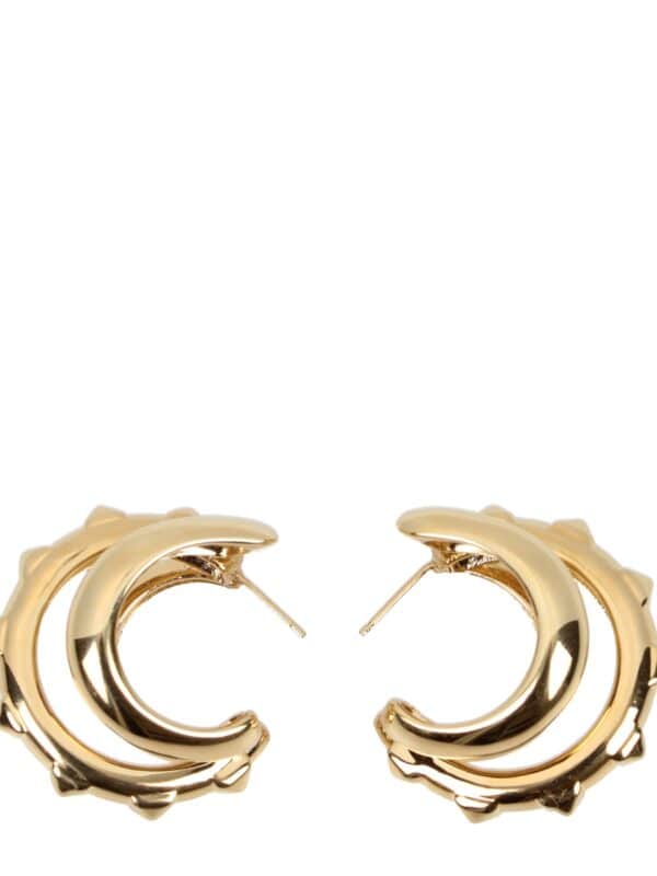 Elegant gold-tone hoop earrings with a bold, spiked design, perfect for making a stylish statement and elevating any outfit.