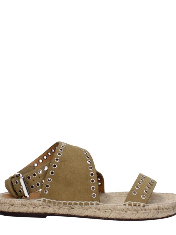 Isabel Marant Green Leather Flat Sandals