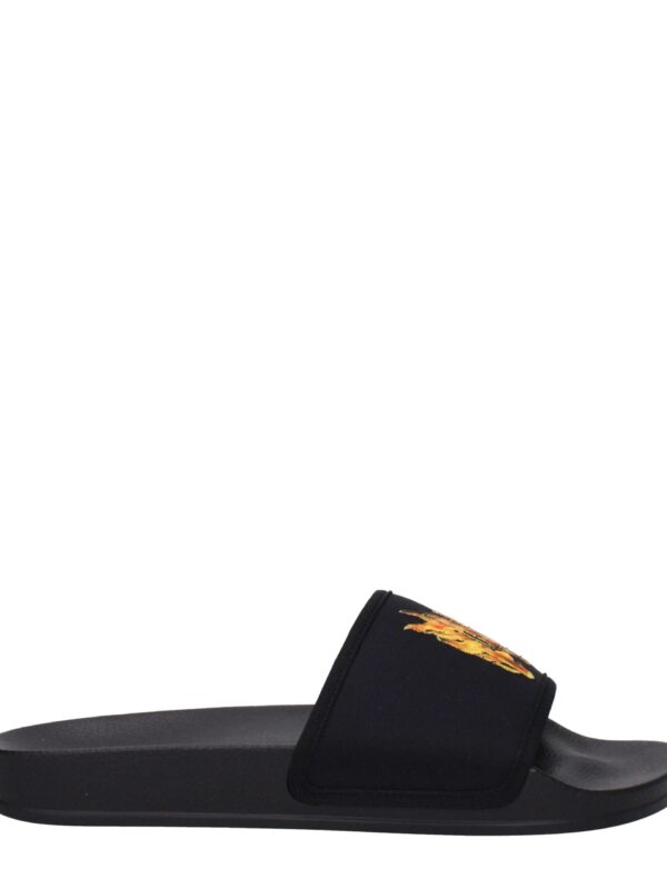 Palm Angels Black Fabric Slippers Sandals