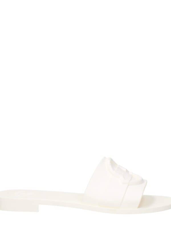 Moncler White Cotton Slippers Sandals