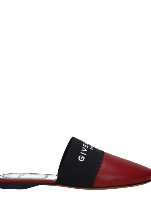 Givenchy Red Leather Slippers Sandals