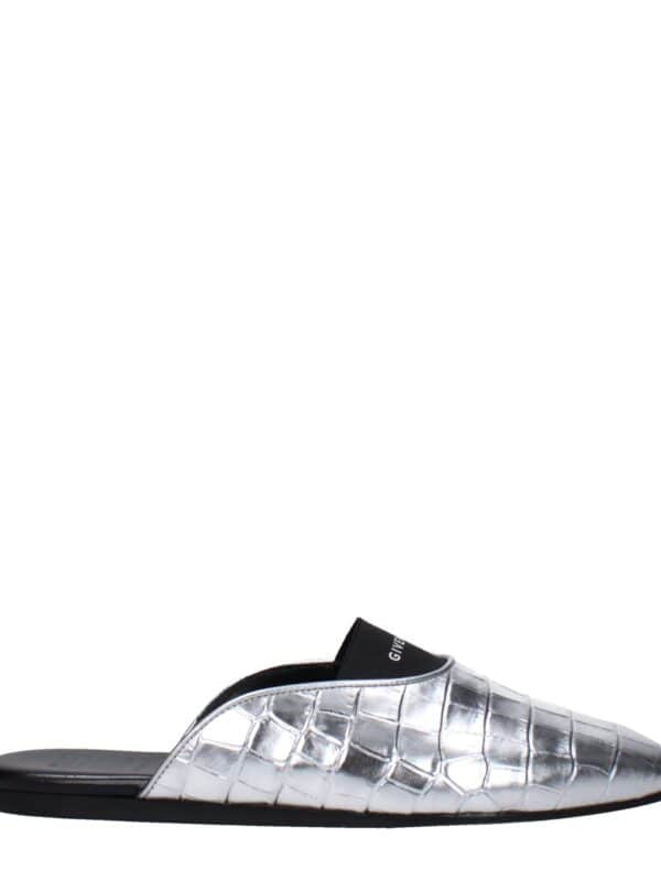 Givenchy Gray Leather Slippers Sandals