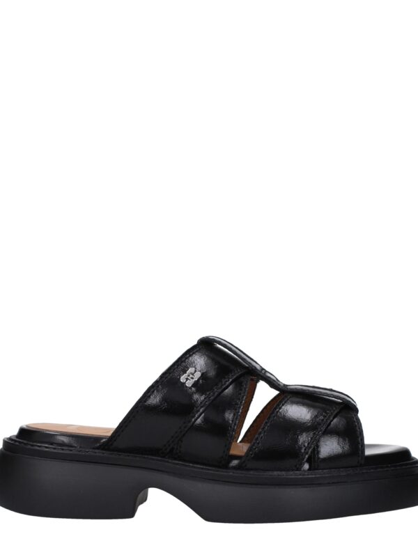 Ganni Black Fabric Slippers Sandals