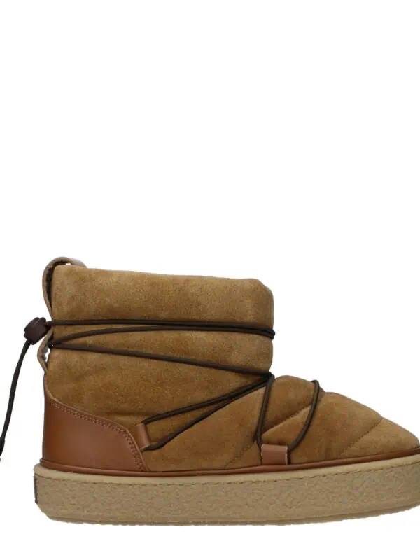 Soft tan suede winter boot with leather accents, stylish lacing, and a cozy fleece lining for warmth and comfort. Perfect for cold weather casual wear.