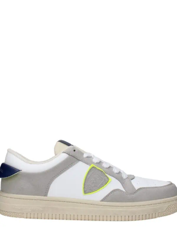 Lux Brands men's stylish white and grey casual sneakers with leather accents, breathable design, and comfortable sole for everyday wear. Perfect for a modern, luxury look.