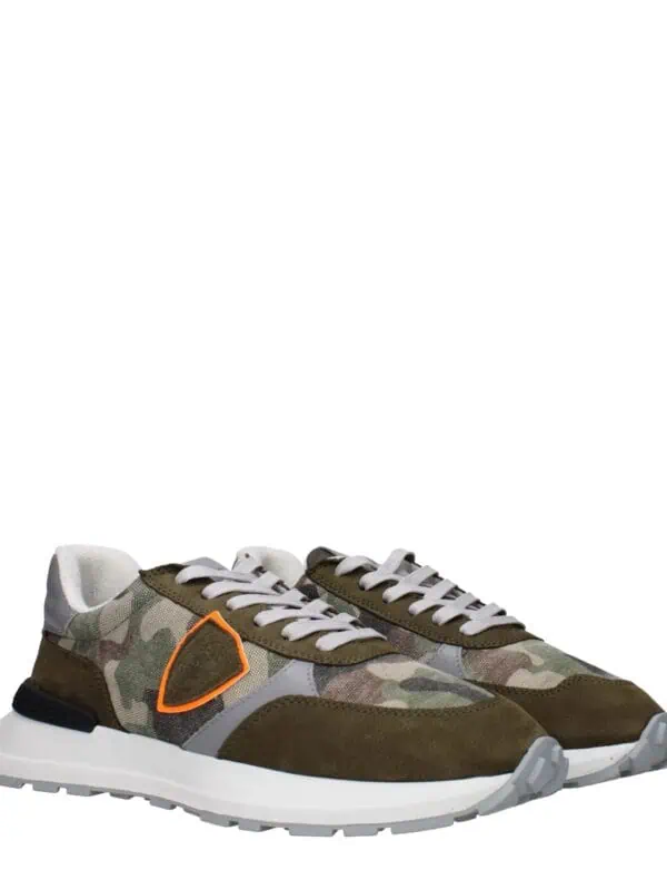 1. Stylish camouflage sneakers with orange accent, lightweight design, and comfortable sole for casual and outdoor wear.