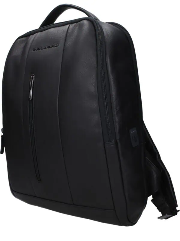 Premium black leather business backpack with multiple compartments and padded shoulder straps for comfortable, stylish travel and daily use.