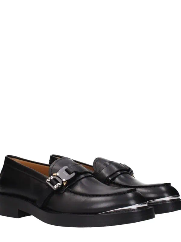 Lux Black Leather Loafers with Silver Buckle, Elegant Dress Shoes for Men, Premium Italian Style Footwear for Formal and Casual Wear.