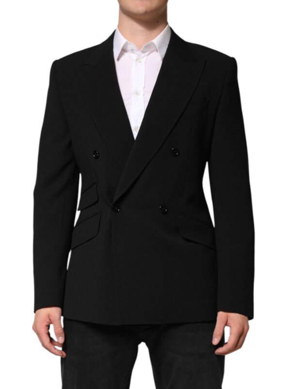 Dolce & Gabbana Black SICILIA Double Breasted Coat Blazer