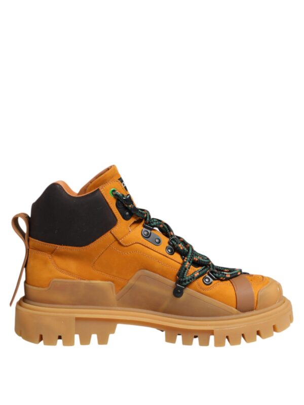 Dolce & Gabbana Orange Lace Up Trekking Ankle Boots Shoes