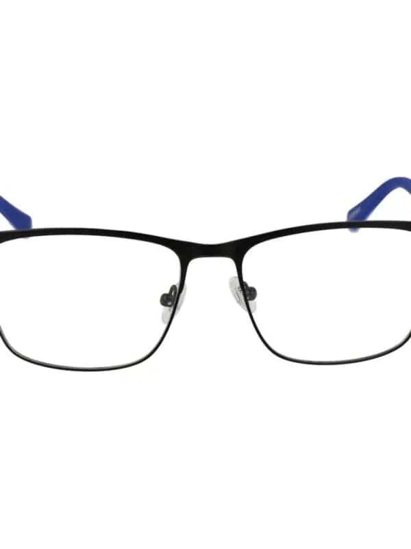 Men's black and blue prescription eyeglasses with a sleek frame design, perfect for stylish vision correction and everyday wear.